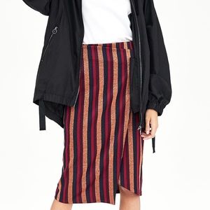 Zara asymmetrical shirt with shimmery stripes